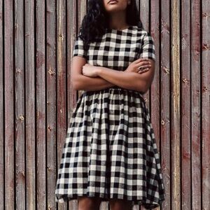 Kingdom & State Buffalo Check Flannel Cotton Dress, Women’s Size S Black